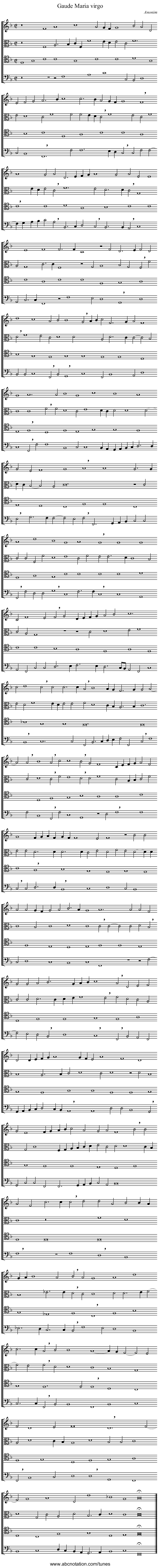 Gaude Maria virgo - staff notation