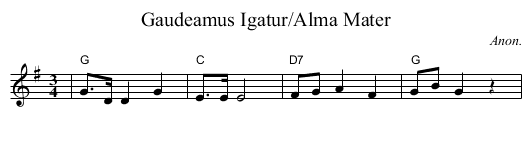Gaudeamus Igatur/Alma Mater - staff notation