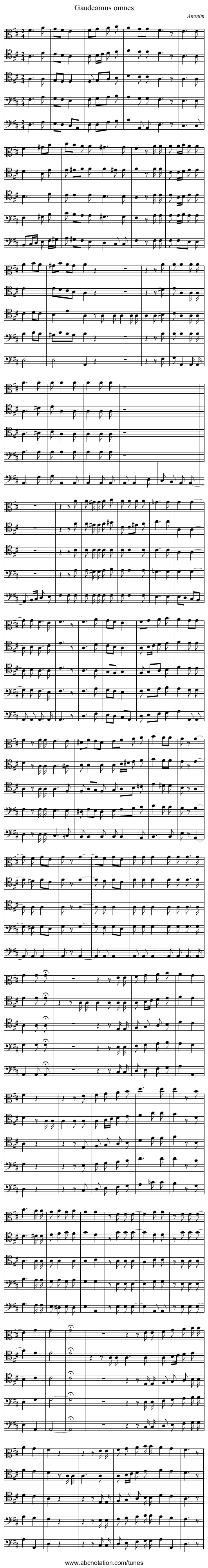 Gaudeamus omnes - staff notation