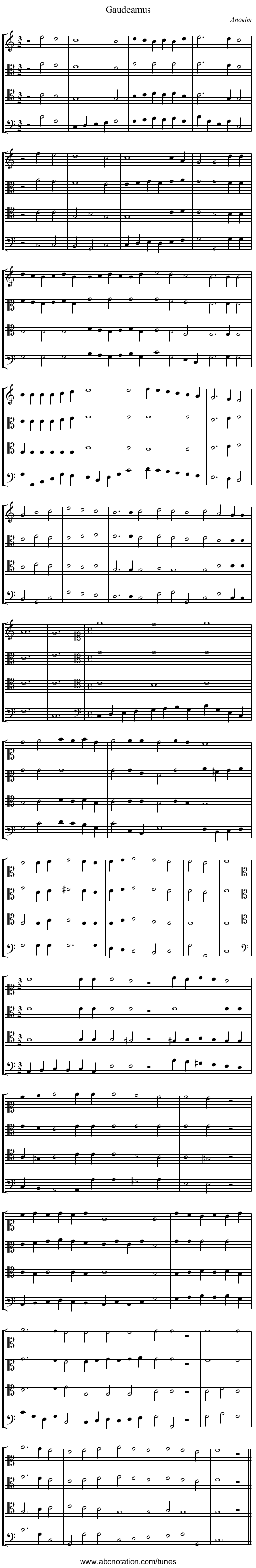 Gaudeamus - staff notation