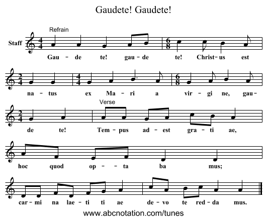 Gaudete! Gaudete! - staff notation