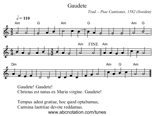 Gaudete - staff notation