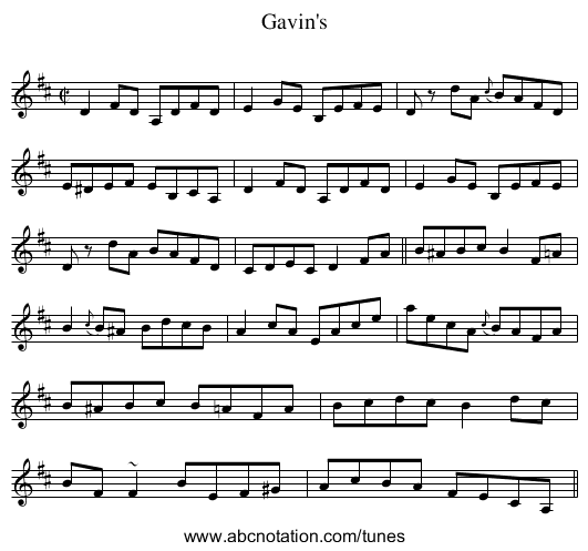 Gavin's - staff notation