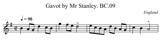 Gavot by Mr Stanley. BC.09 - staff notation