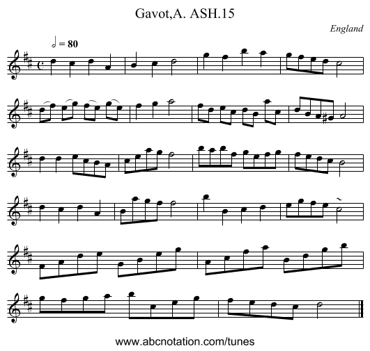 Gavot,A. ASH.15 - staff notation