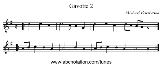 Gavotte 2 - staff notation