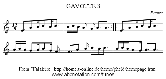 GAVOTTE 3 - staff notation