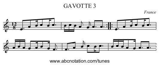 GAVOTTE 3 - staff notation