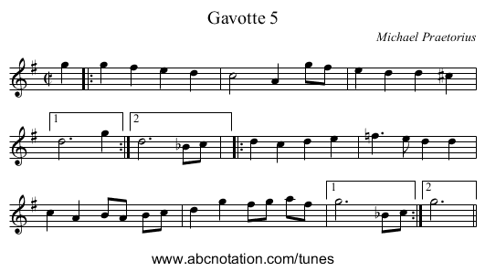 Gavotte 5 - staff notation