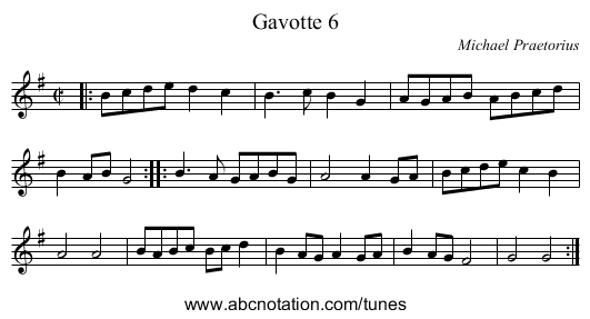 Gavotte 6 - staff notation