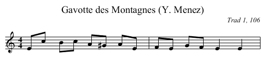 Gavotte des Montagnes (Y. Menez) - staff notation