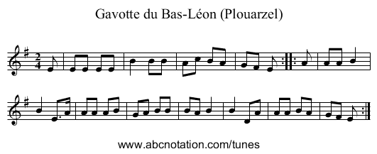 Gavotte du Bas-Léon (Plouarzel) - staff notation