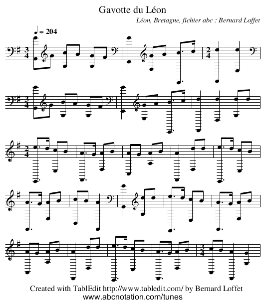 Gavotte du Léon - staff notation
