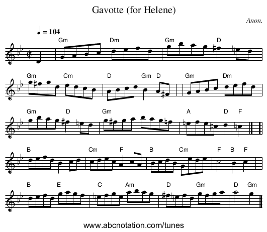 Gavotte (for Helene) - staff notation