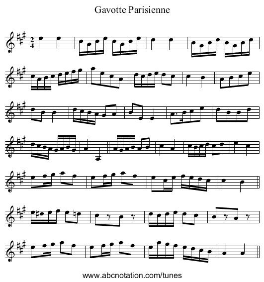 Gavotte Parisienne - staff notation