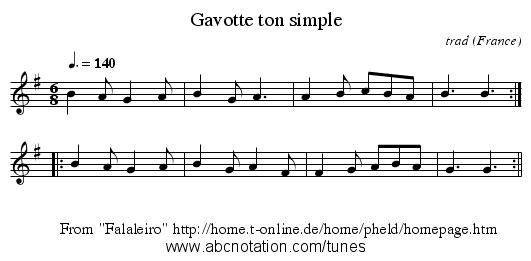 Gavotte ton simple - staff notation