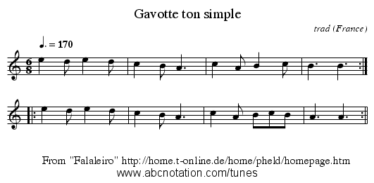 Gavotte ton simple - staff notation