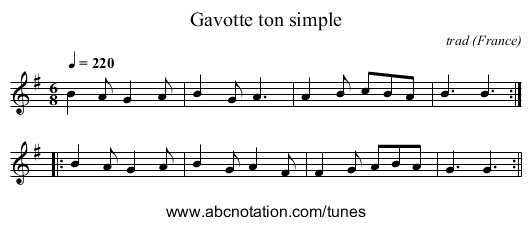 Gavotte ton simple - staff notation