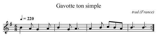 Gavotte ton simple - staff notation