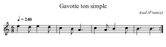 Gavotte ton simple - staff notation