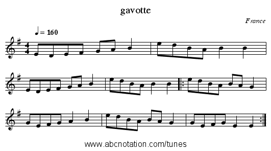 gavotte - staff notation