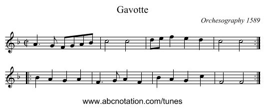 Gavotte - staff notation