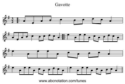 Gavotte - staff notation