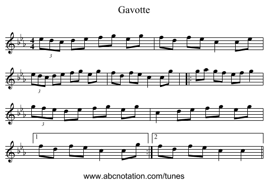 Gavotte - staff notation