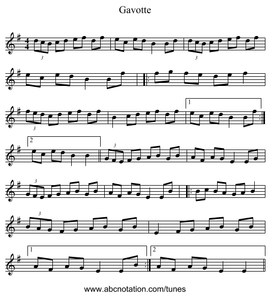 Gavotte - staff notation