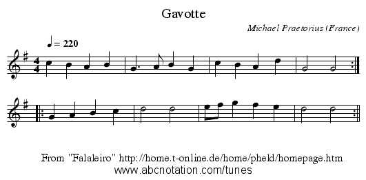 Gavotte - staff notation