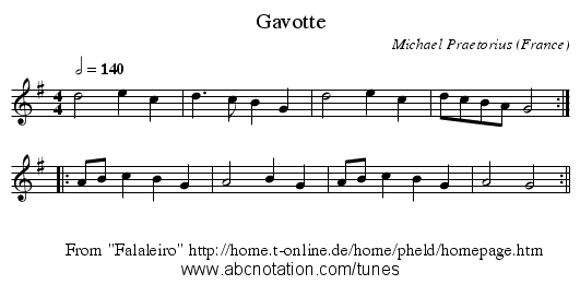 Gavotte - staff notation