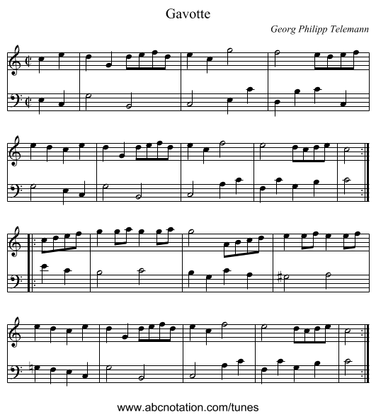 Gavotte - staff notation