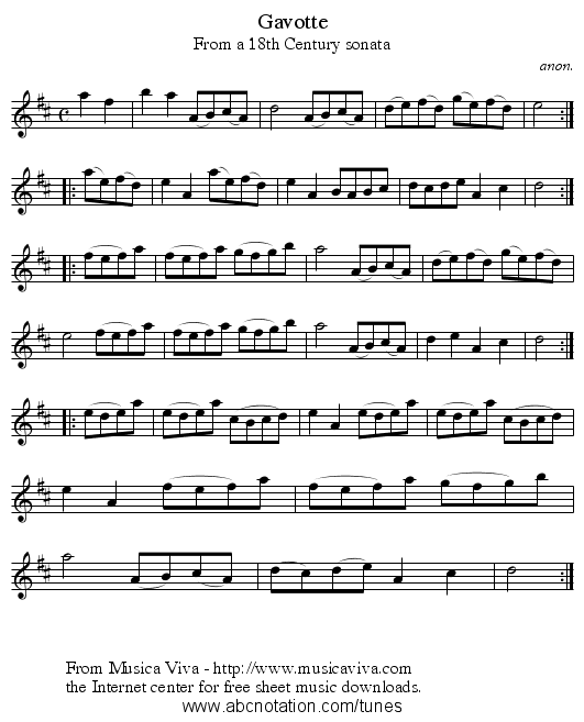 Gavotte - staff notation