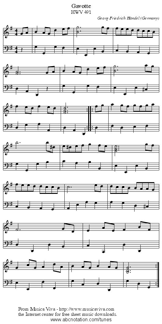 Gavotte - staff notation