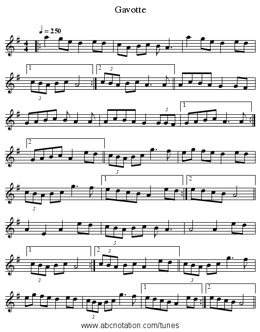 Gavotte - staff notation