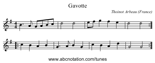Gavotte - staff notation