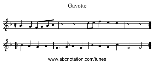 Gavotte - staff notation
