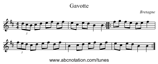 Gavotte - staff notation