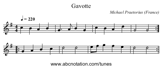 Gavotte - staff notation
