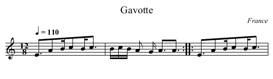 Gavotte - staff notation
