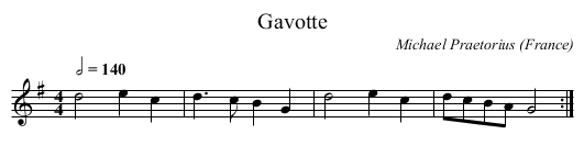 Gavotte - staff notation