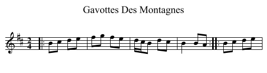 Gavottes Des Montagnes - staff notation