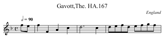 Gavott,The. HA.167 - staff notation
