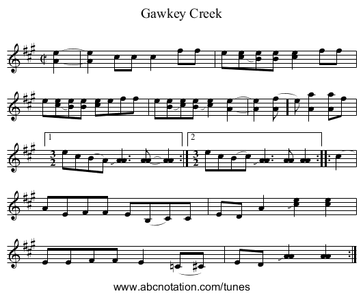 Gawkey Creek - staff notation