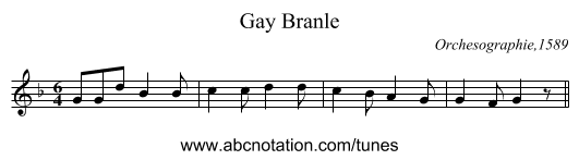 Gay Branle - staff notation