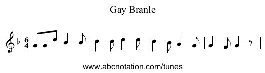 Gay Branle - staff notation