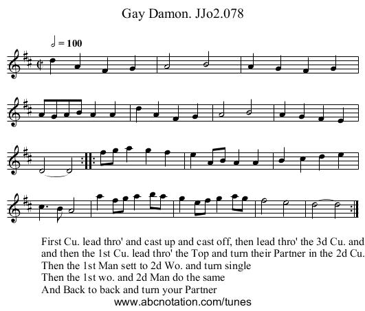 Gay Damon. JJo2.078 - staff notation