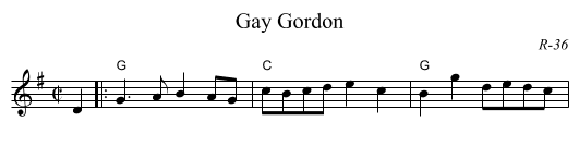 Gay Gordon - staff notation