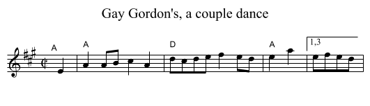 Gay Gordon's, a couple dance - staff notation