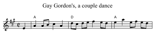 Gay Gordon's, a couple dance - staff notation